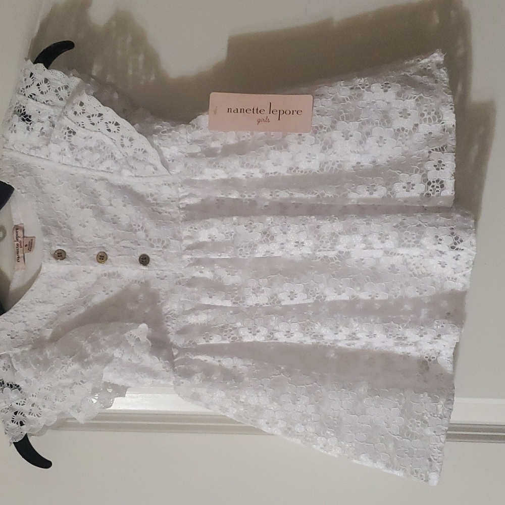 Nanette Lepore girls white eyelet lace dress NWT